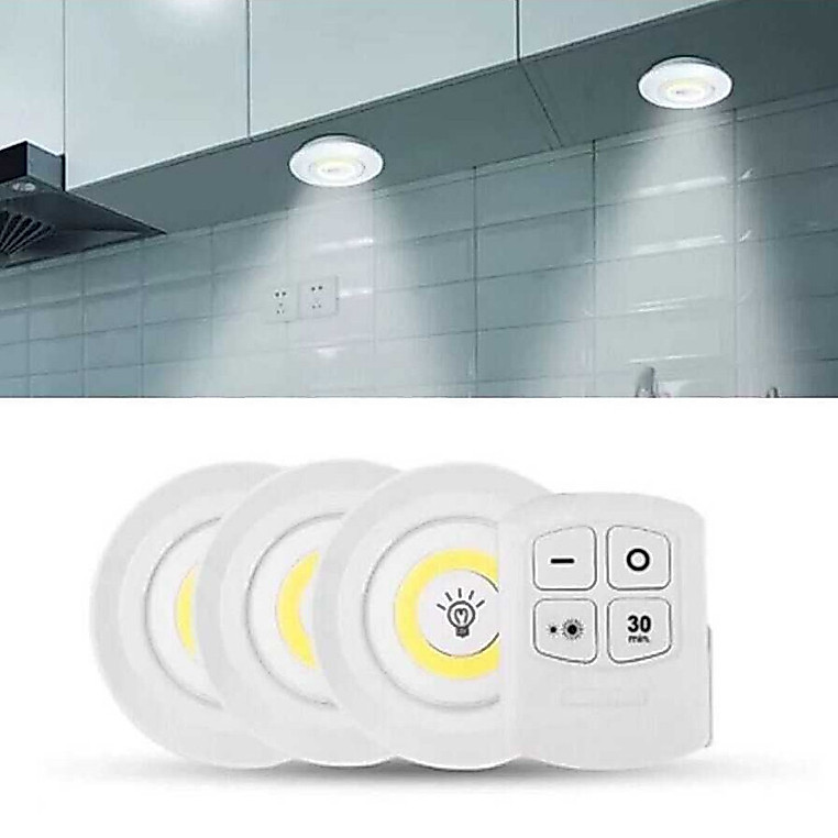 Kit 3 Lâmpada Luminaria Led Spot Sem Fio Controle Remoto