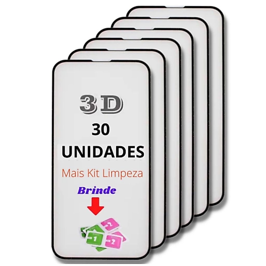 10 20 30 40 50 PELICULA DE VIDRO 3D REVENDA LOJISTA VARIOS MODELOS LANÇAMENTO MAIS KIT LIMPEZA