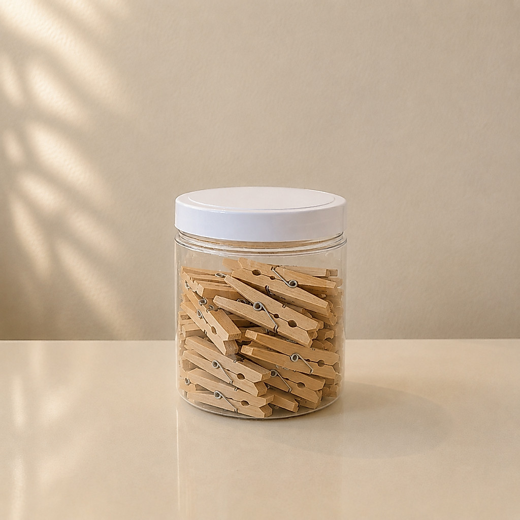 Pote Porta Prendedor Tira Manchas 1000ml Multiuso Transparente Tampa Branca de Rosca Lavanderia Reto