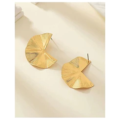 Brinco Feminino Leque Dourado Folheado a Ouro – Elegante