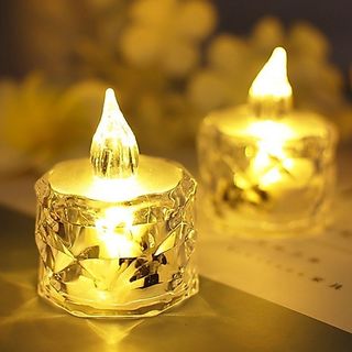 12 Kit Mini Hengling Cristal Transparente Velas Luz Led Eletrônica Decorativa