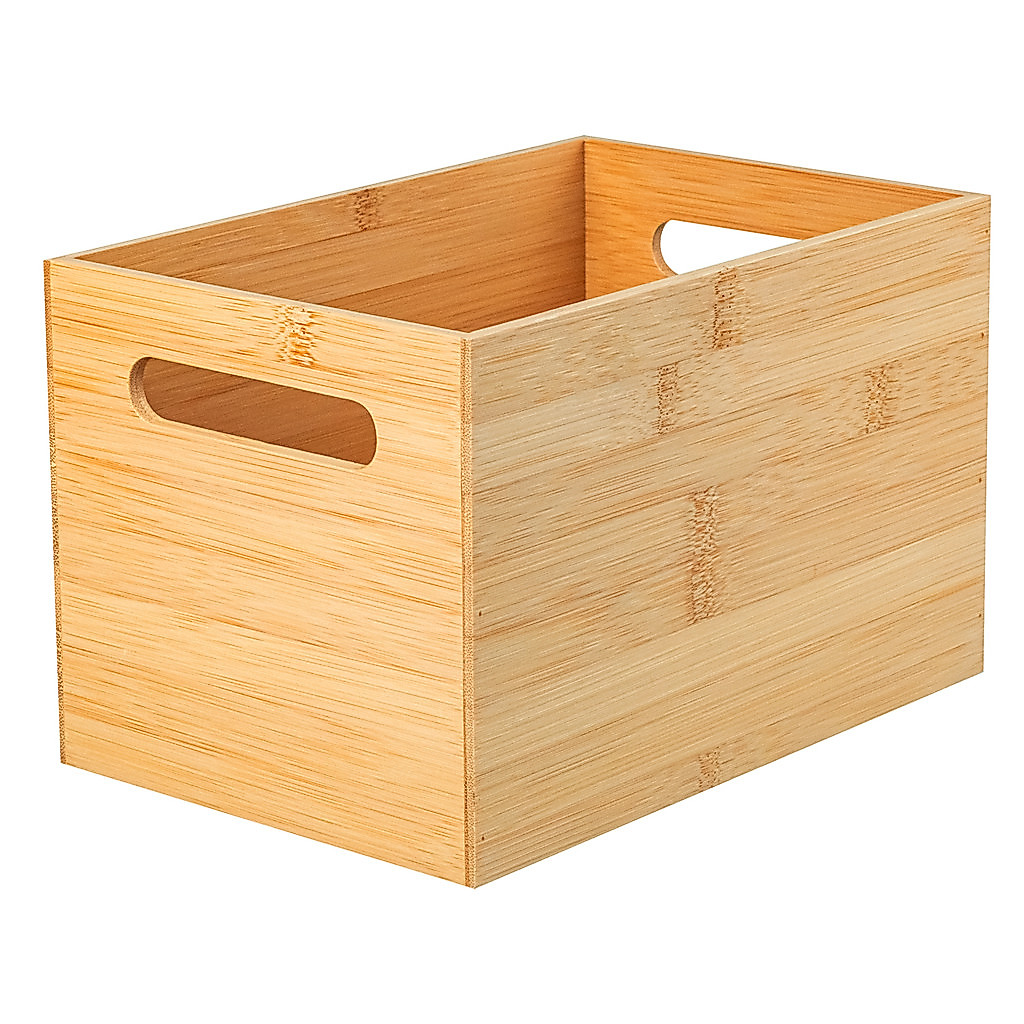 Caixa Organizadora Multiuso Keep Bambu Natural 5,7L Alças Cozinha Closet Escritó