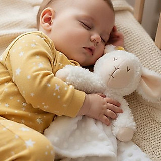 Naninha Premium Ovelha Super Fofinha para Bebê + Prendedor de chupeta – Antialérgica, Macia e Segura