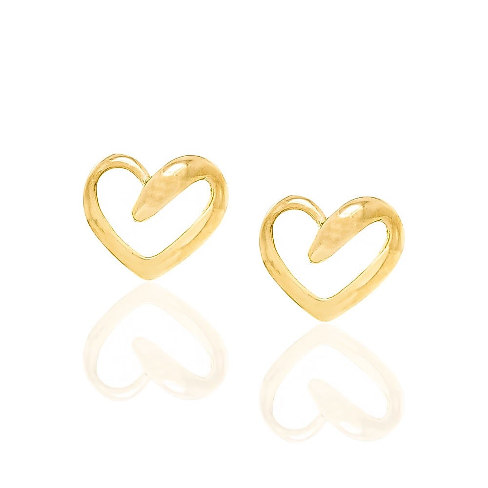 Brinco Rommanel folheado a ouro 18k coração