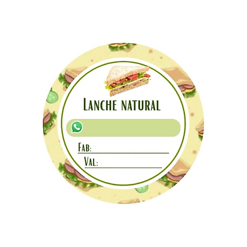 60 Etiquetas Adesivas Para Sanduíche Lanche Natural 5x5cm