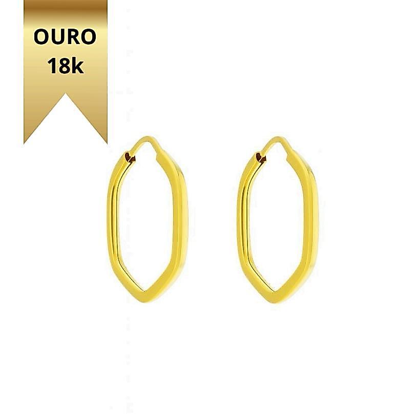 Brinco Infantil Argola Sextavada Ouro 18k750 Segundo Furo