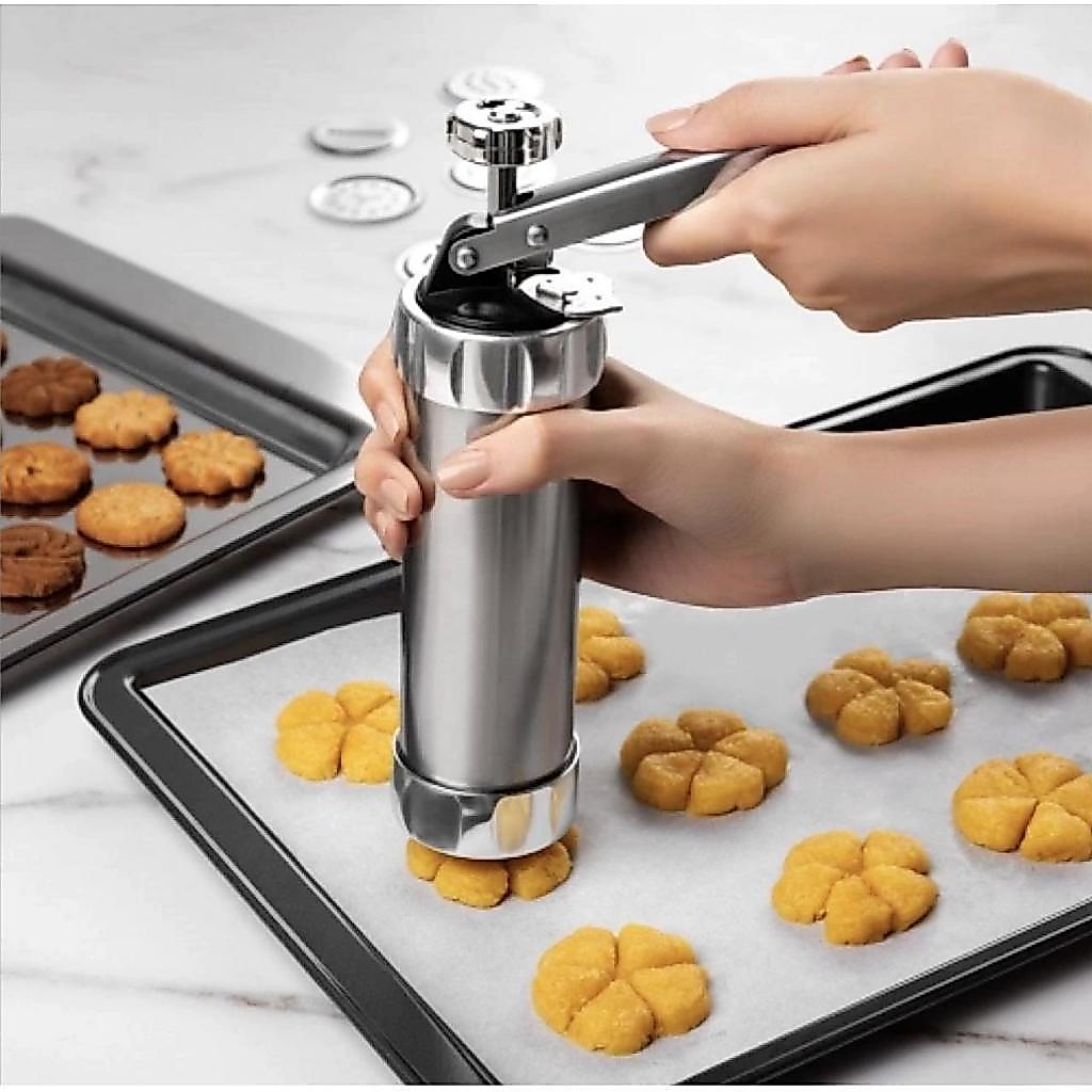 Modelador Para Criar Biscoito Sobremesa Divertida Máquina Modeladora de Biscoitos com 10 Formas e 4 Bicos Inox Pratica