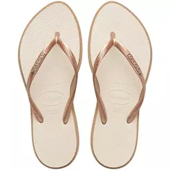 Chinelo Havaianas Slim Point Feminino - Off White e Bege