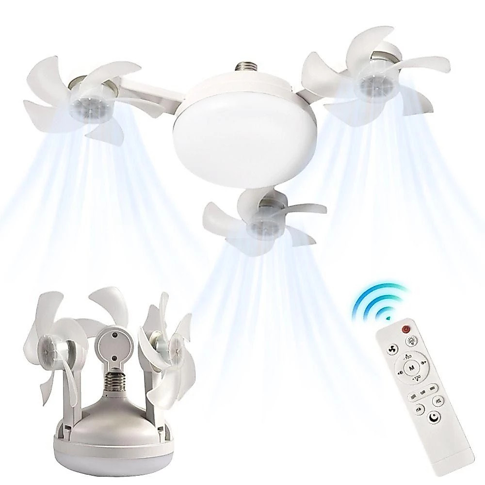 Ventilador de suspensão com luz led 3 Engrenagen ventilador elétrico sem fio e27 silencioso drone teto quarto banheiro