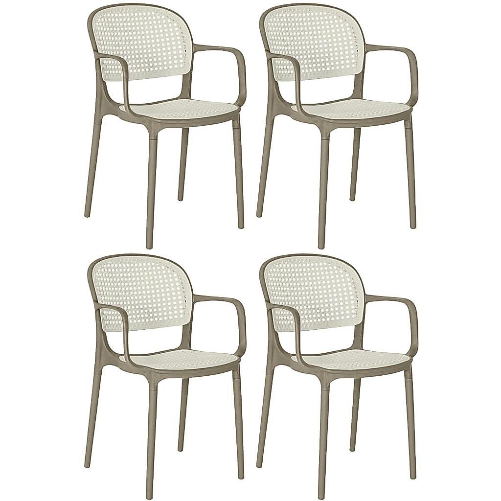 Kit 4 Cadeiras de Jantar Roma Prática com Braços para Sala e Cozinha