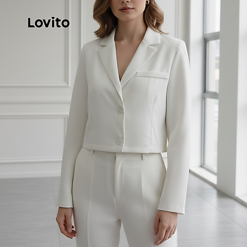 Lovito Blazer Feminino Reto Look Escritório BZB788BRL818