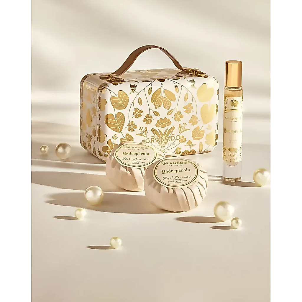 Kit Mini Malinha Perfumaria Madrepérola Perfume + Sabonete