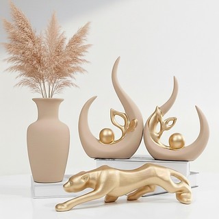 4 Enfeites Kit Cerâmica Vasos Decoração Coloridas Pantera Decorativa Rack Sala Aparador Casa Quarto