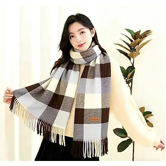 Cachecol Xadrez Feminino Lenço Pashimina Echarpe Masculino Unissex Para Frio Inverno