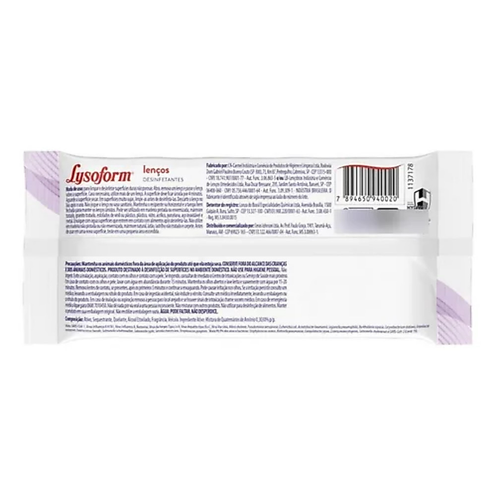 Lenço Umedecido Desinfetante Lysoform Lavanda 36 Unidades — imagem 2 de 2