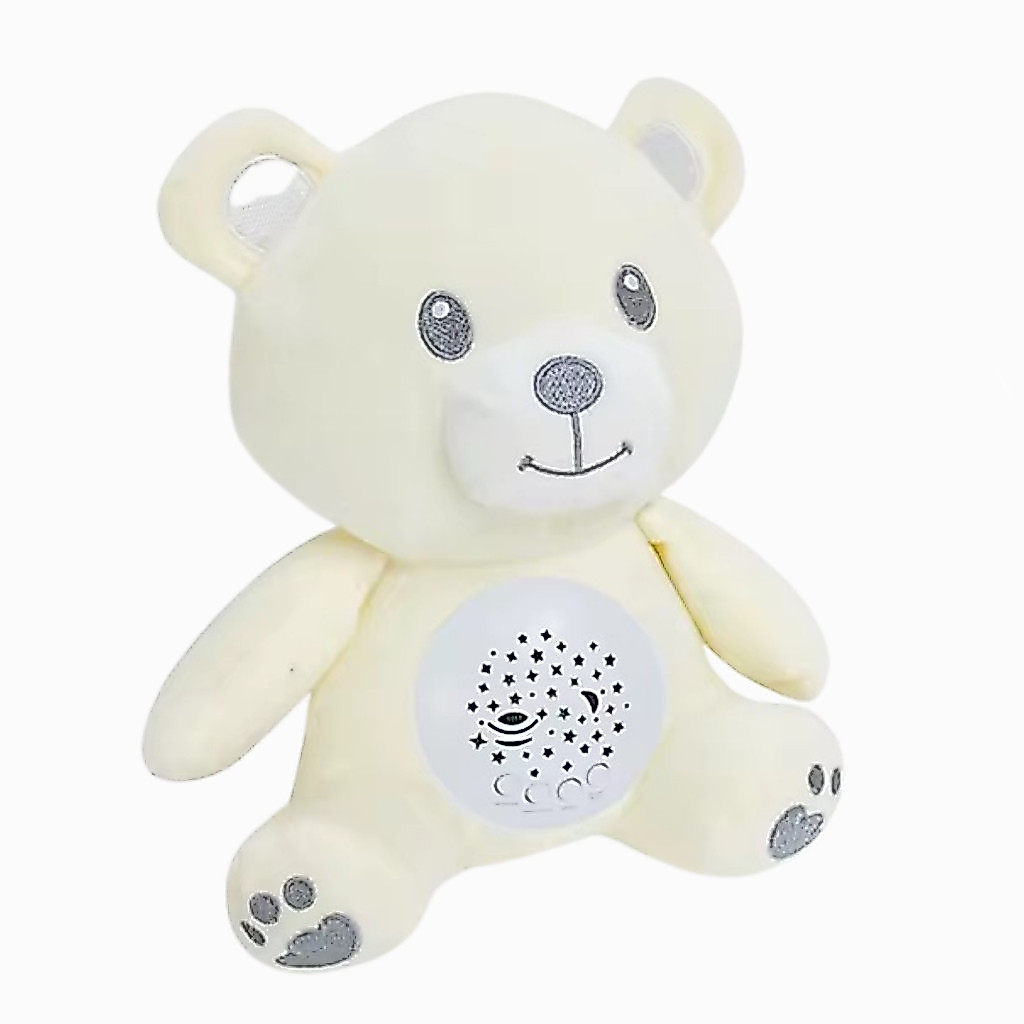 Imagem Pelúcia Musical Bebê Ruído Branco Luz Noturna Projetor Estelar Som Relaxante Auxílio Sono Infantil Calmante Interativo