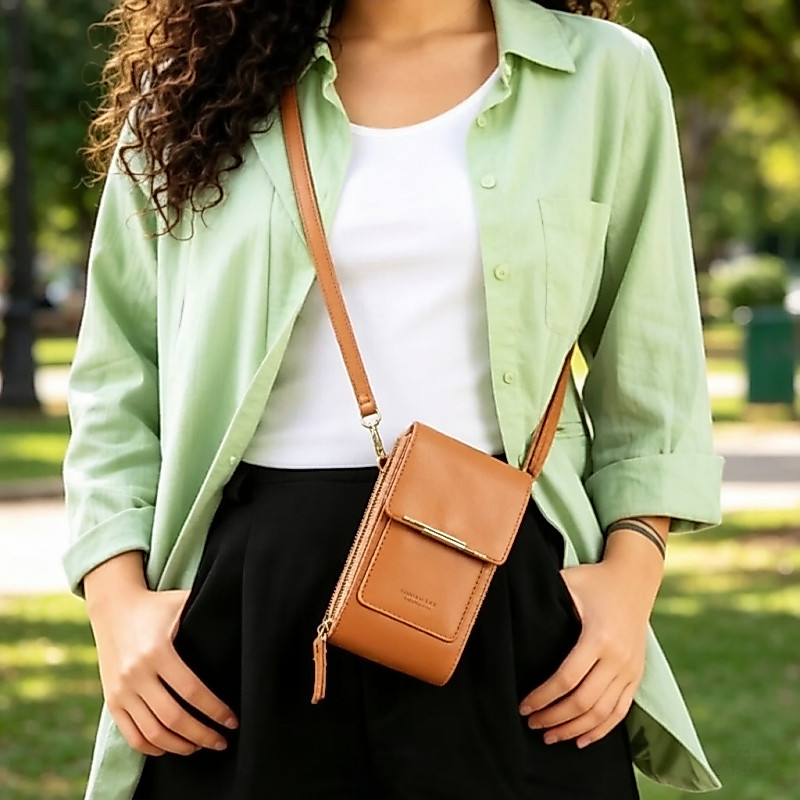Bolsa Crossbody Porta Celular Feminina Multifuncional, Compartimento para Cartões e Dinheiro, Alça Regulável, para Uso — imagem 2 de 2
