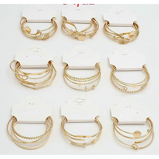 Pulseira feminina Bracelete de Aço inoxidável dourado ouro 18K várias camadas e design coração aberto
