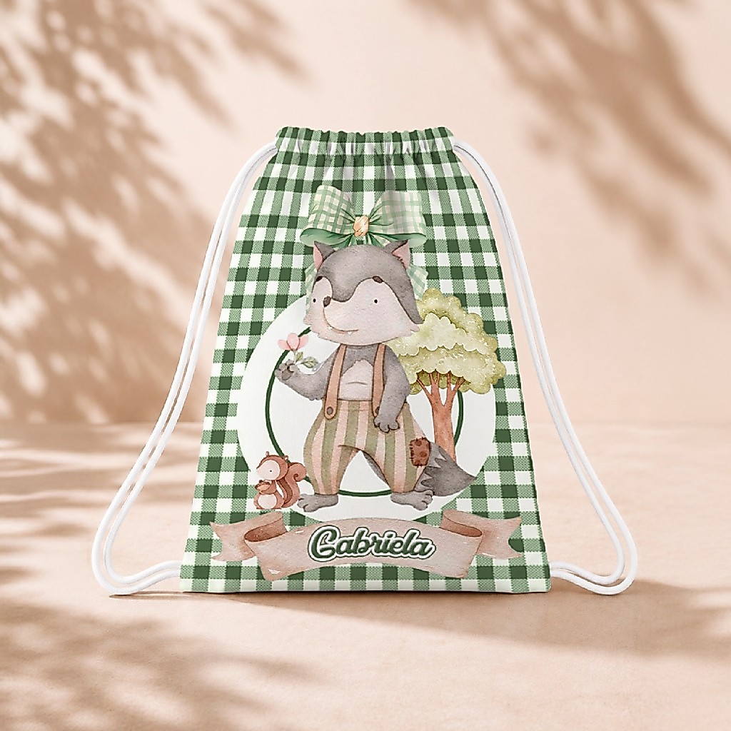 10 Mochila Personalizada Infantil 18x26 Sacolinhas Surpresa Festa Aniversário Lembrancinha Chapeuzinho Vermelho Lobo