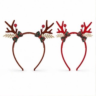 Kit 2 Tiara de Natal com Chifres de Rena e Laços Decorativos – OIH-9424