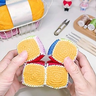 Kit de materiais DIY para brinquedo de crochê artesanal de cubo mágico giratório infinito, brinquedo educativo para bebê