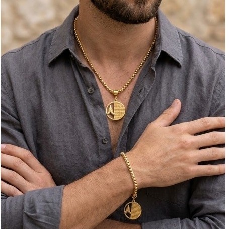 Conjunto com o Colar e Pulseira Oração do Pai Nosso folheado Acessório — imagem 2 de 2