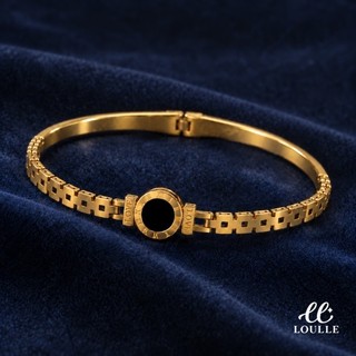 Bracelete À Prova D'água Não Escurece Hipoalergênico Detalhe Preto Semi Joia Premium Dourado