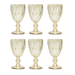 Jogo de Taças de Vidro Diamond Amber Metalizado 330ml - Class Home