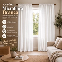 Cortina Microfibra Sem Ilhós 4,00x2,30 Varão Passante Decoração Sala Quarto