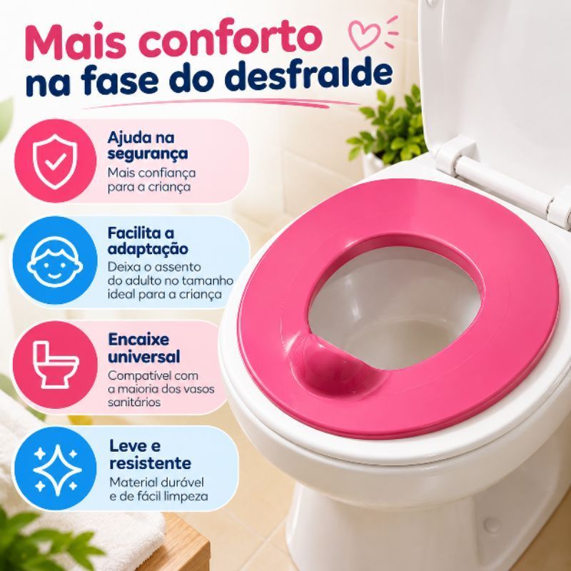 Redutor de Assento Infantil Sanitário Desfralde Criança Menino Menina Vaso Banheiro Proteção Frontal Rosa ou Azul