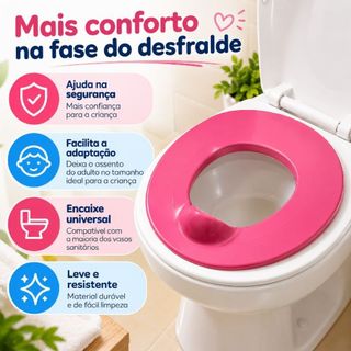 Redutor de Assento Infantil Sanitário Desfralde Criança Menino Menina Vaso Banheiro Proteção Frontal Rosa ou Azul