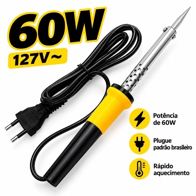 Ferro de Solda Elétrico 60W 110V- Alta Precisão e Desempenho para Seus Projetos!