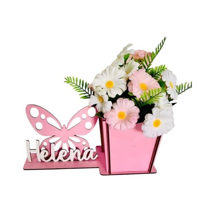 Kit Centro De Mesa Borboleta Cachepot Porta Lapis Pintado Para Aniversario Cha de Bebe Casamento