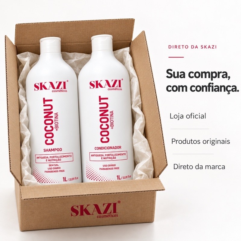 Kit Skazi Vegano Shampoo E Condicionador Fortalecedor Coconut 1 Litro · foto 2