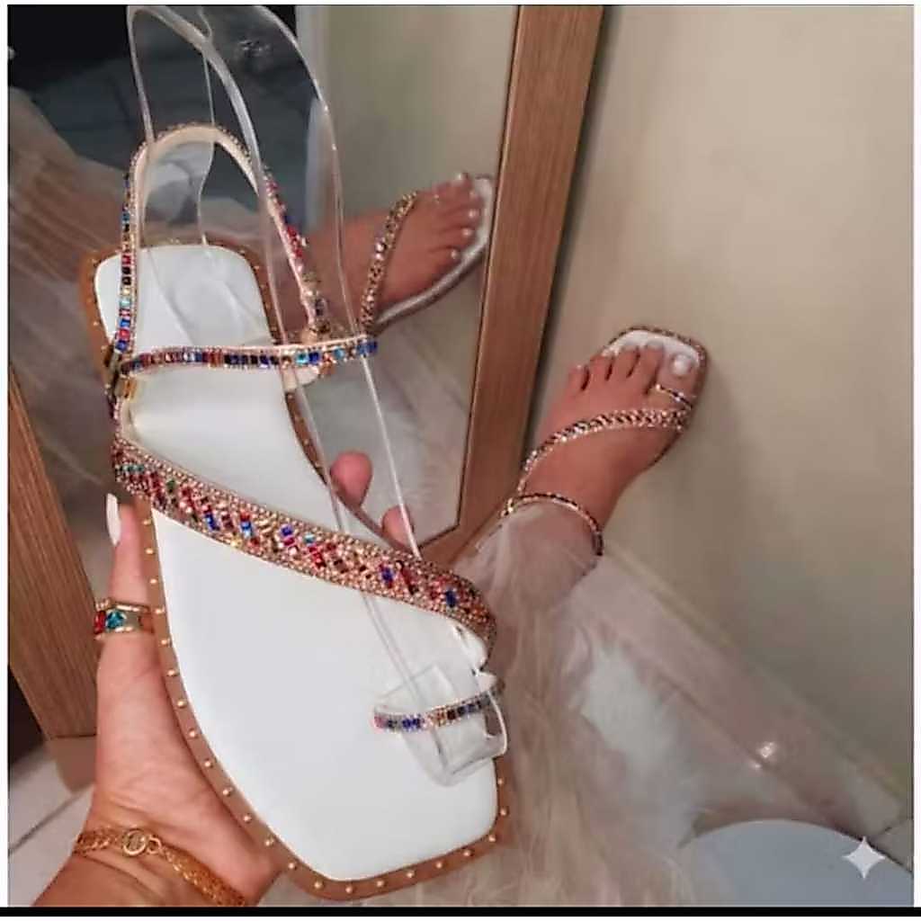 Sandália Feminina Rasteirinha Strass Brilho Blogueira Confortável Tendência Promoção