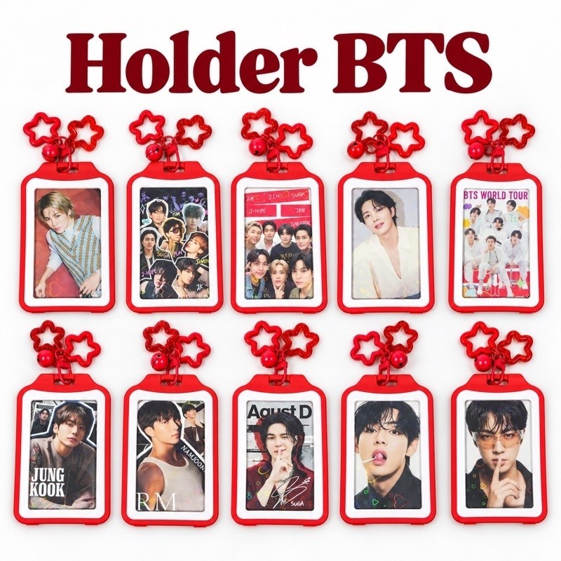 💜 Holder BTS de plástico com photocard holográfico.