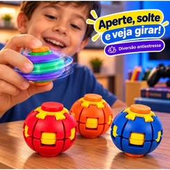 Bolinha Giratória Antiestresse com Esfera Rotativa Brinquedo Sensorial Fidget Spinner