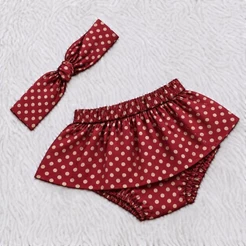Kit Tapa Fralda Sainha Bebê Menina com Faixa de Cabelo Estampado