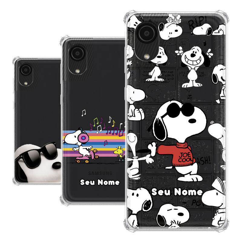 Capa para Samsung Galaxy A03 Core Coleção Snoopy e Charlie Brown e Woodstock