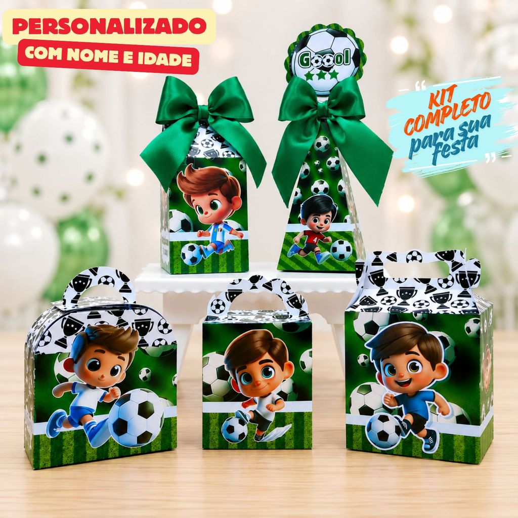 Kit Caixas FUTEBOL/Caixinhas Personalizadas + Brinde/Lembrancinhas de Festa Infantil/Aniversario