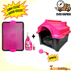 Kit Casinha de Cachorro N 2 Com Caminha Sanitário Tapete Higiênico Educador Xixi sim Casa Pet