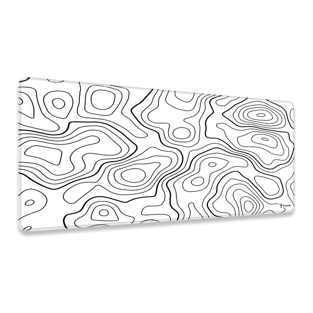 Mouse Pad Gamer Extra Grande Profissional 90x40 Deskpad Branco Preto Speed Topográfico PC Titorion