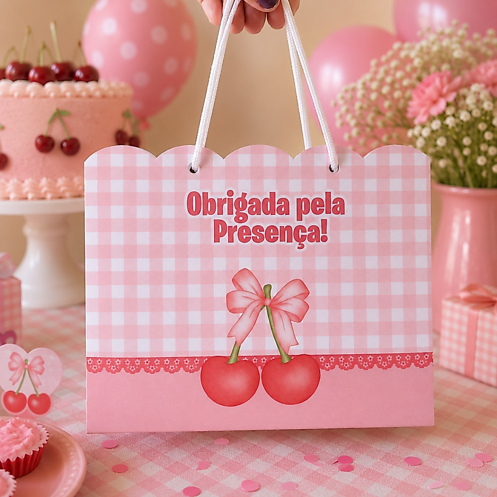 Envio Rápido Sacola Surpresa Cerejinha Personalizada | Lembrancinha Festa Infantil | Sacolinha para Doces e Brindes