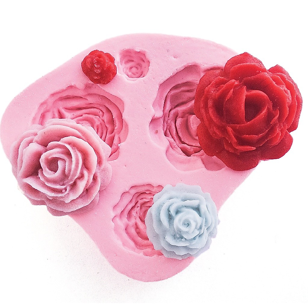 Molde De Silicone Rosa Aberta Molde De Rosa De Silicone 4 Tamanhos Oferta