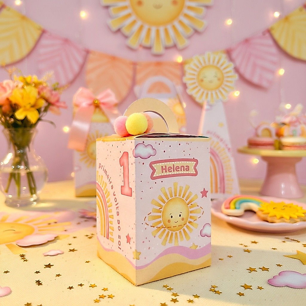 Caixinhas primeira volta ao sol personalizadas aniversário festa infantil lembrancinha caixinha