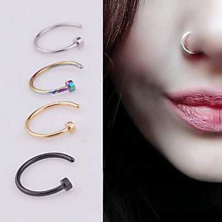 Kit 4 Anel De Nariz Argola Septo Anéis De Aço Inoxidável Nariz Piercing Falso Piercing