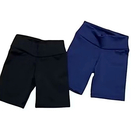 Short Ciclista Escolar Infantil Confortável Suplex Azul Marinho e Preto