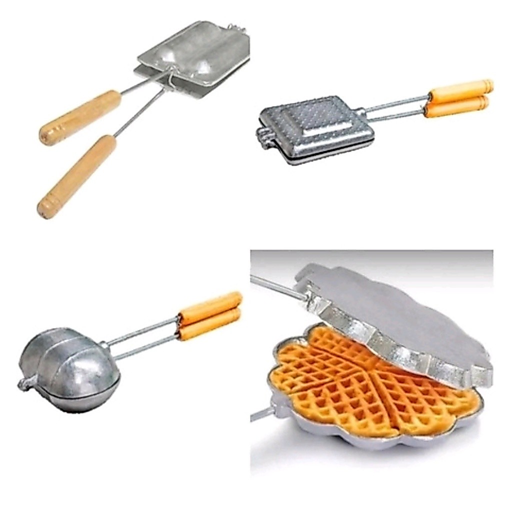 Kit 4 Formas Fogão Waffler Crepe Bauru Pão Francês Alumínio