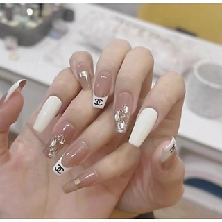 KIT Unhas Cola Postiça Decorada Glitter Bailarina Quadrada Amendoada Francesinha Pintada …