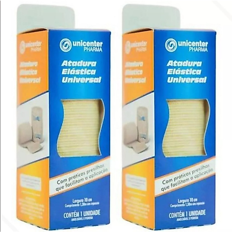 Kit 02 Ataduras Faixas Elásticas De Compressão 15cm X 3m Bege